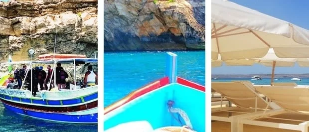 A first dive at 45€-A trip to the Blue Grotto at 8€-A rental of two deckchairs and a parasol at 10€.