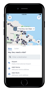 eCabs taxi Malte app sur smartphone